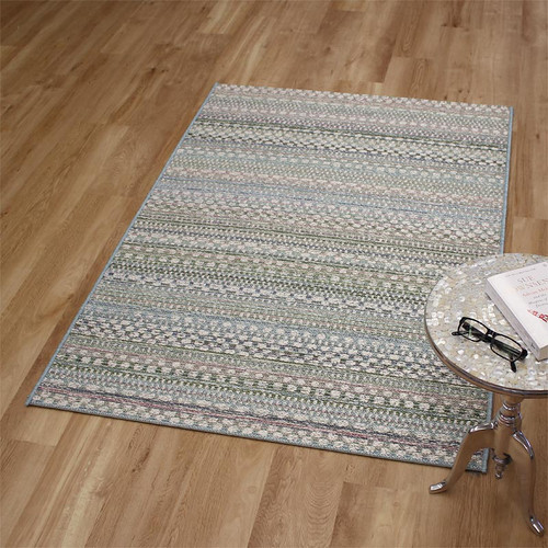 Flatweave Brighton Outdoor Rug Green Blue Pink