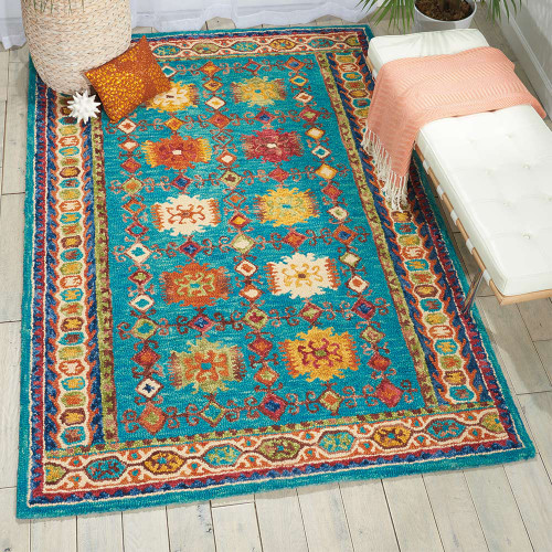 Vibrant Wool rug Teal VIB09
