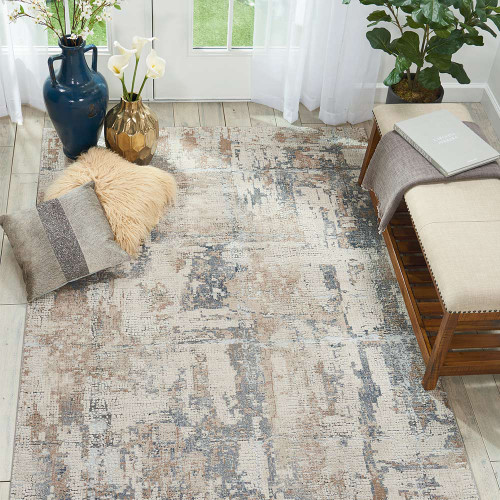 Rustic Textures RUS06 Beige Grey Abstract Rug