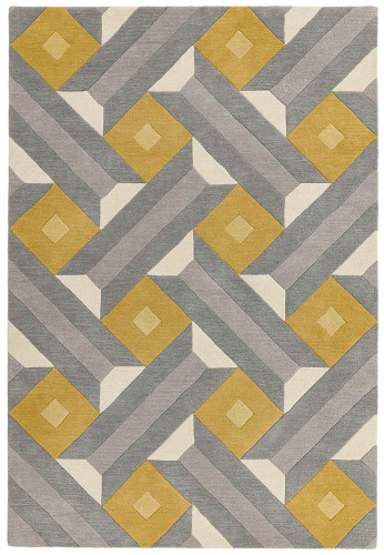 Reef Rug RF01 Motif Ochre Grey Wool