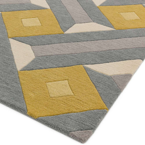 Reef Rug RF01 Motif Ochre Grey Wool