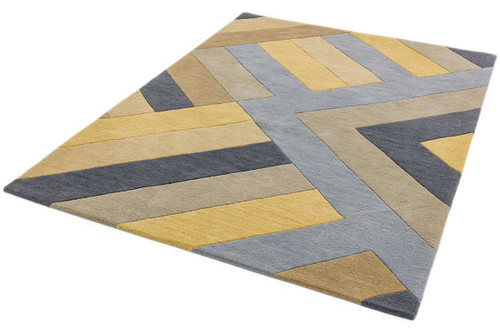 Reef Rug RF02 Big Zig Ochre Grey Wool