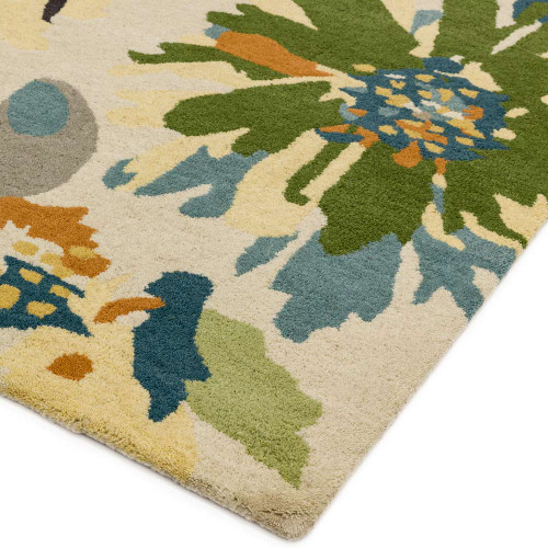 Reef Rug RF11 Floral Green Multi Wool