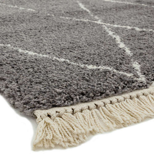 Rocco Charcoal Shaggy Tassels Rug RC07