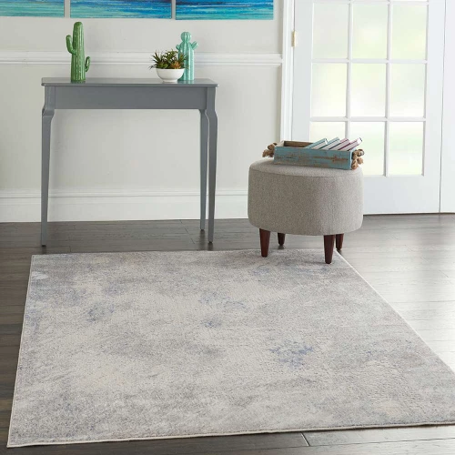 Abstract Silky Textures SLY06 Ivory Grey Rug