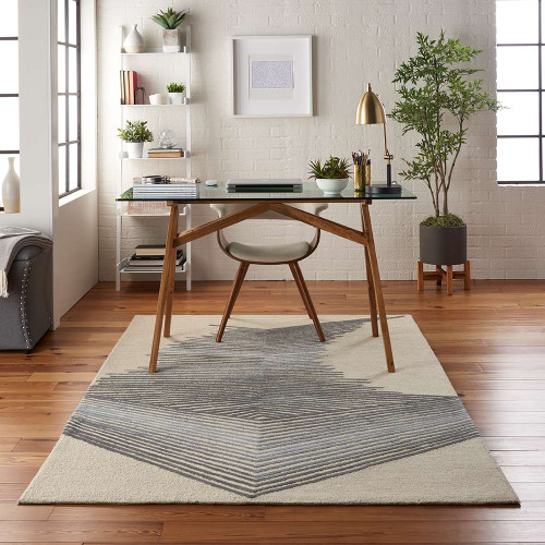 Abstract Symmetry SMM06 Ivory Grey Rug