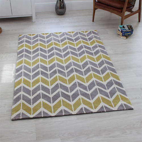 Arlo Chevron Rug Lemon Grey 160x230cm