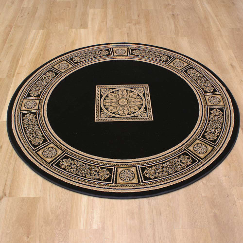 Classic Black Davinci Rug 160x160cm CIRCLE