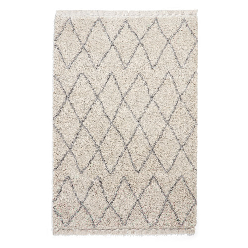 Boho 8280 Cream Grey Berber Shaggy Moroccan Rug