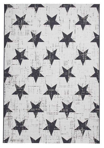 Santa Monica 48648 White Black Indoor Outdoor Rug