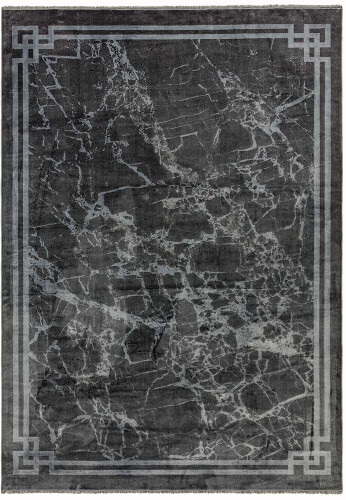 Zehraya ZE03 Grey Border Classic Plain Rug