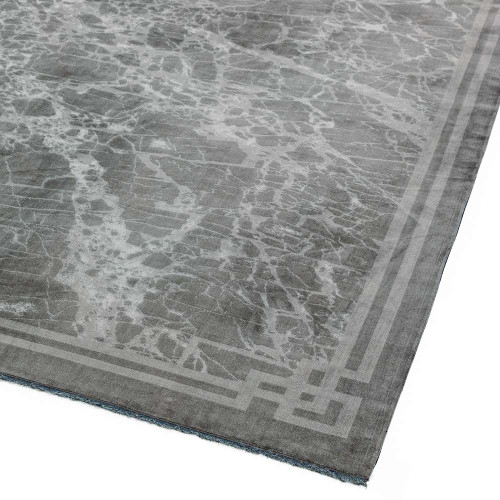 Zehraya ZE04 Silver Border Classic Plain Rug