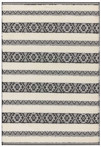 Monty Rug Black Cream Stripe MN03