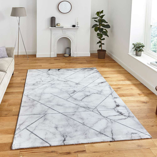 Craft 23299 Abstract Ivory Silver Rug 200x290cm