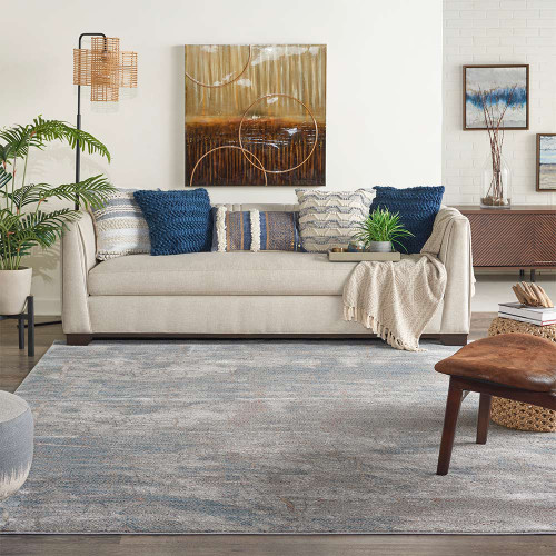 Rustic Textures RUS15 Light Grey Blue Abstract Rug