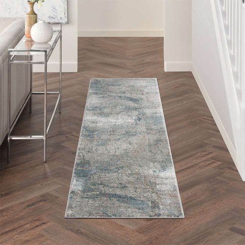 Rustic Textures RUS15 Light Grey Blue Abstract Rug