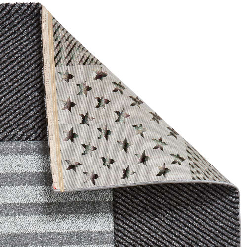Sale Brooklyn 777 Childrens Stars and Stripes Black and Grey Rug 60x120cm