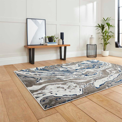 Grey Navy Rug Abstract Apollo GR584