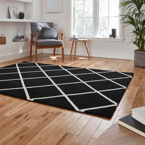 Geometric Rug Brooklyn BRK35 Black White