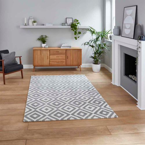 Geometric Rug Brooklyn BRK89 Grey White