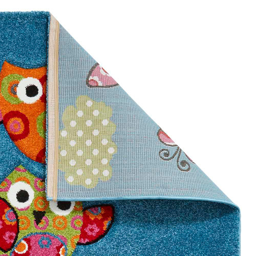 Large Kids Owl Rug in Blue