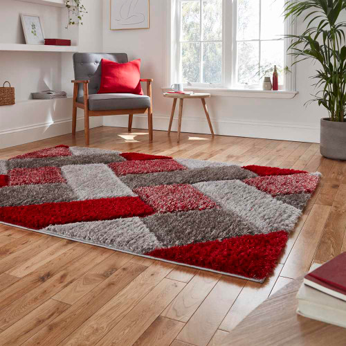 Silky Rug Grey Red Olympia 2239
