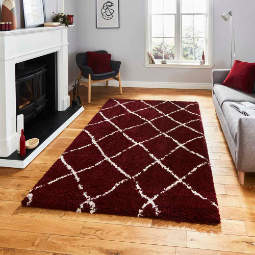 Scandi Berber Rug Red Cream G257