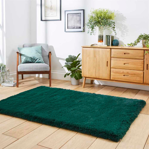 Thick Fluffy Rug Super Teddy Jewel Green