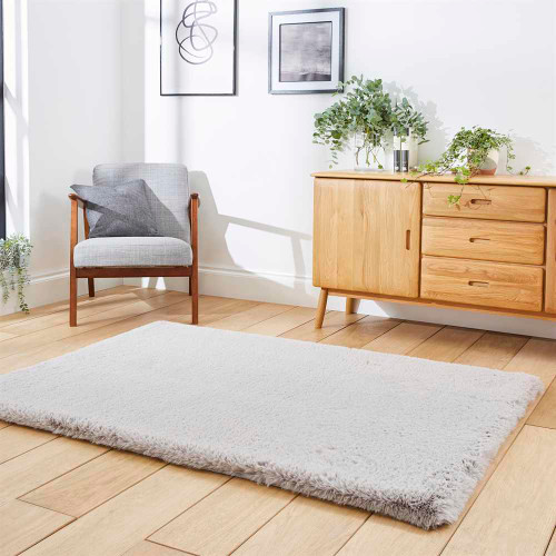 Thick Fluffy Rug Super Teddy Silver