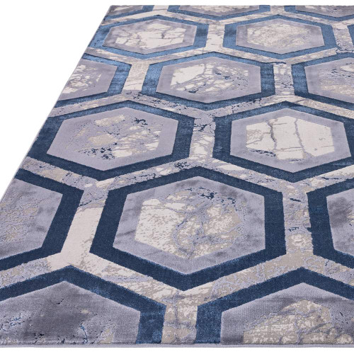 Aurora AU19 Hexagon Rug Marble Blue
