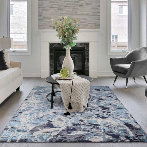 Aurora AU21 Foam Rug Electric Blue Cream