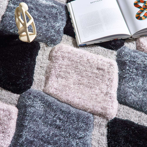 Origins 3D GEO Shaggy Grey Rug