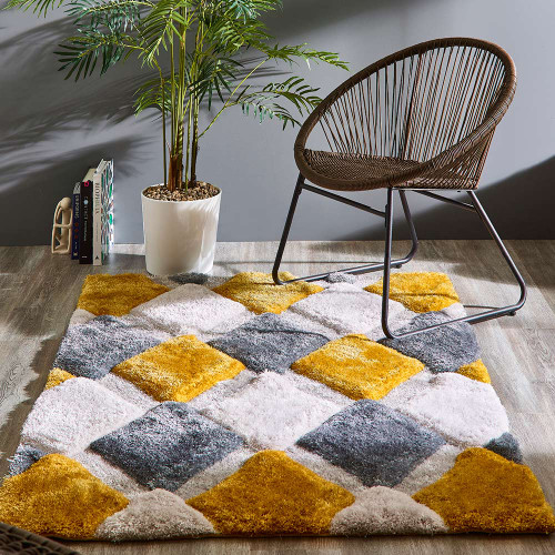 Origins 3D GEO Shaggy Ochre Rug