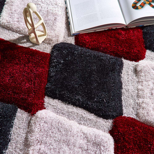 Origins 3D GEO Shaggy Red Rug