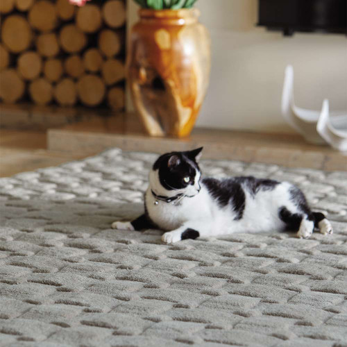 Origins Basketweave 3D New Grey Chunky Wool Rug