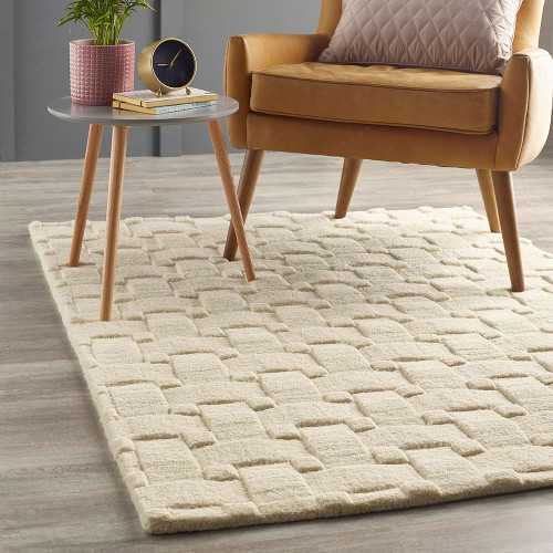 Origins Basketweave 3D New Ivory Chunky Wool Rug