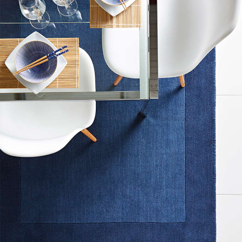 Origins Borders Navy Plain Wool Rug