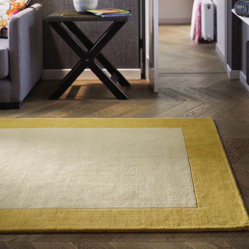 Origins Borders Ochre Plain Wool Rug