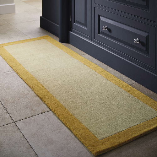 Origins Borders Ochre Plain Wool Rug
