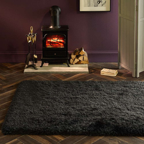 Origins Extravagance Dark Grey Thick Shaggy Rug