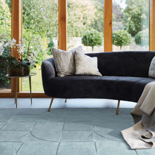 Origins Penny Steel Blue Plain Carved Rug