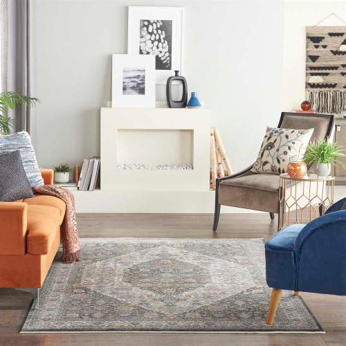 On Sale Grey Blue Traditional Rug STN11 259x351cm