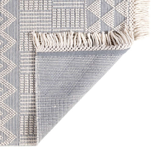 Anya Anya01 Ivory Slate Flatweave Geo Rug