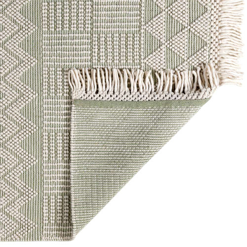 Anya Anya01 Ivory Mint Flatweave Geo Rug