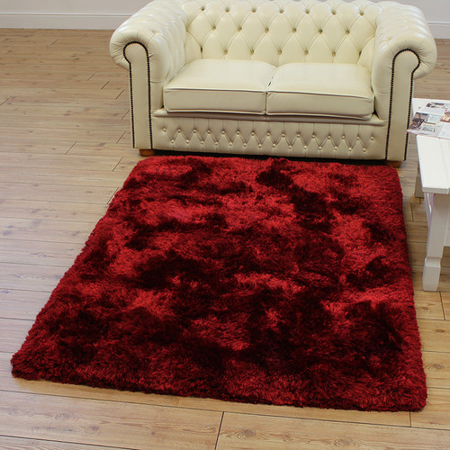 Ultra Thick Plush Shaggy Rug Red