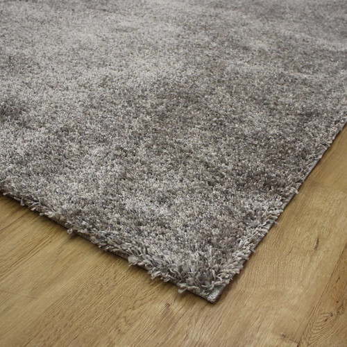 Coral Plain Rug Dark Silver Grey Thick Pile