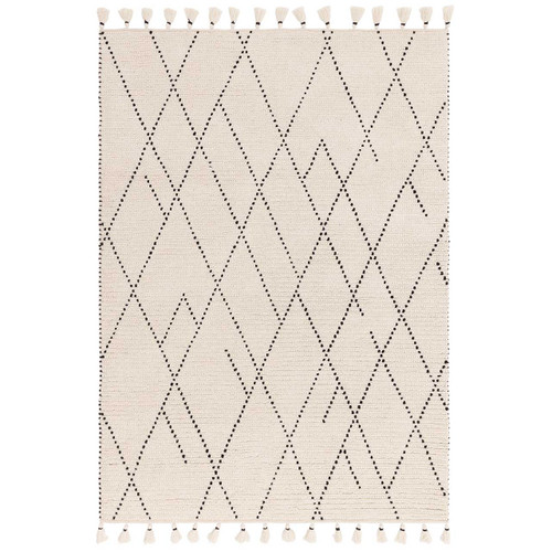 Nepal Cream Black Linear Rug Indian Wool