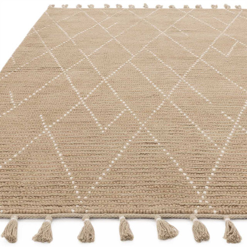 Nepal Sand Cream Linear Rug Indian Wool