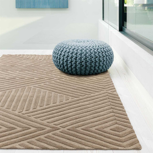 Hague Taupe Thick Woollen Rug Hand Tufted