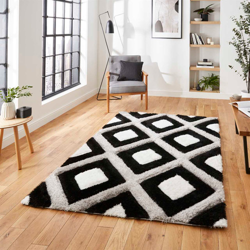 Olympia GR224 Silky Black White Rug